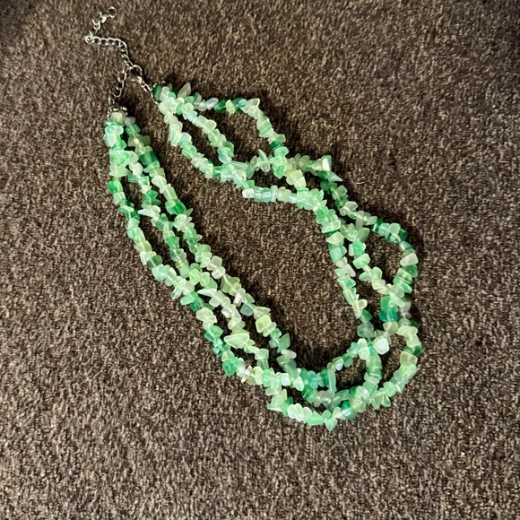 Green Glass 3 strand Necklace 10” adjustable - Picture 1 of 4